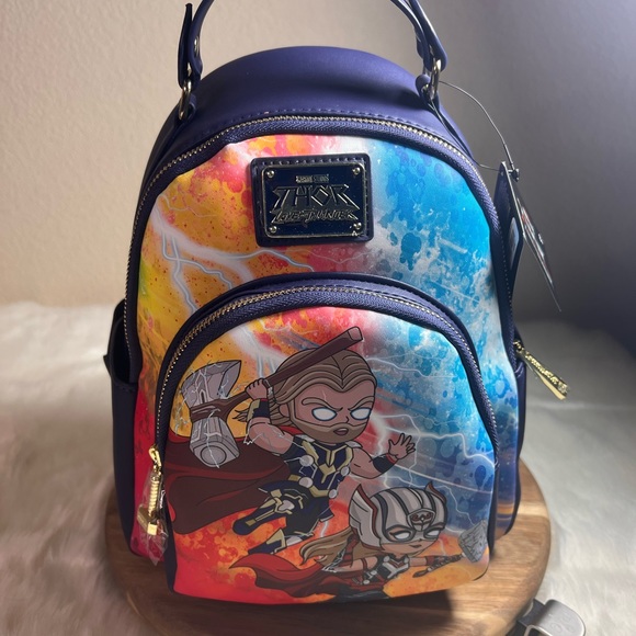 Loungefly Marvel Thor: Love and Thunder Mighty Thor and Thor Mini Backpack NWT - Picture 2 of 10